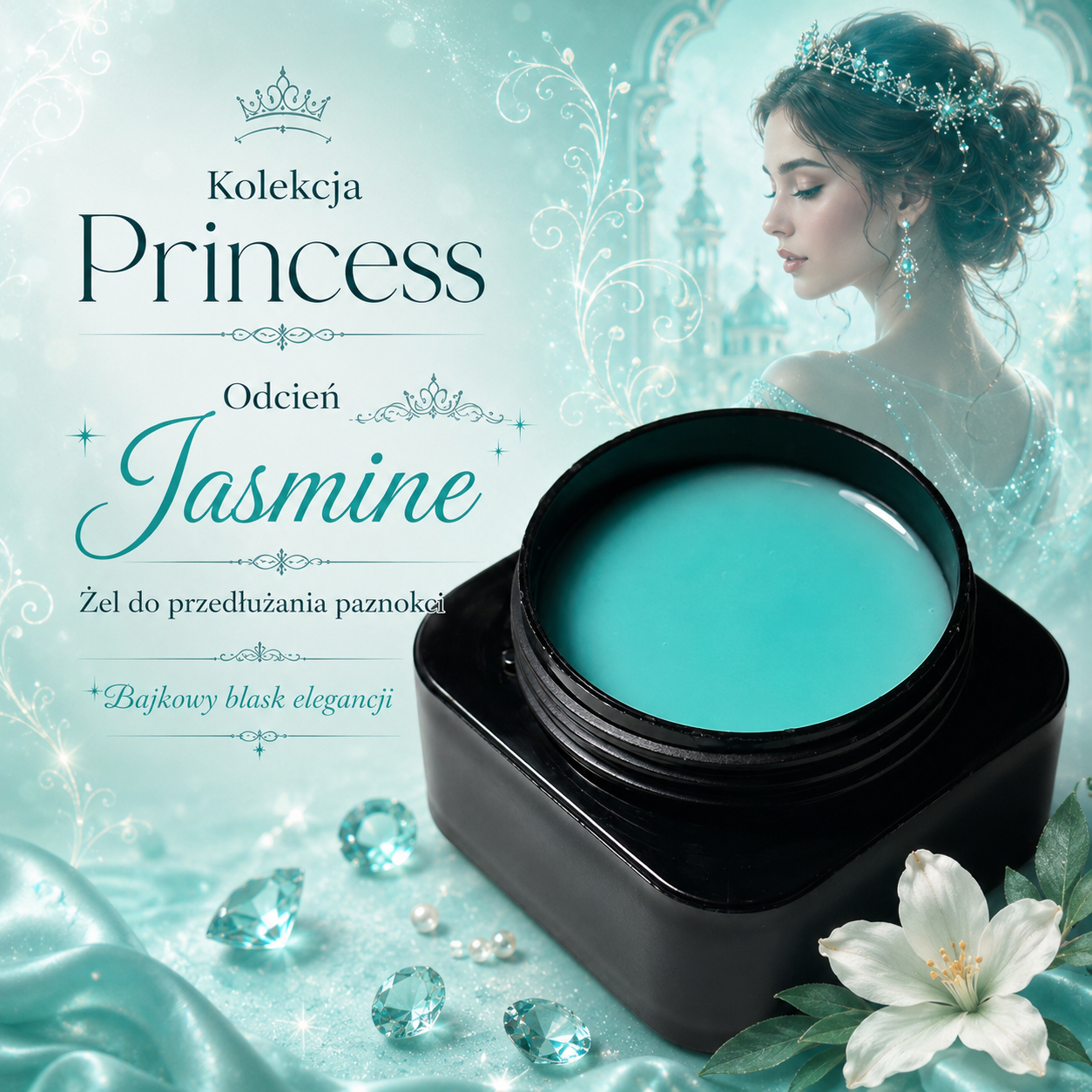 Kolorowy żel Jasmine (turkusowy) (no hema/no tpo) - obrazek 3