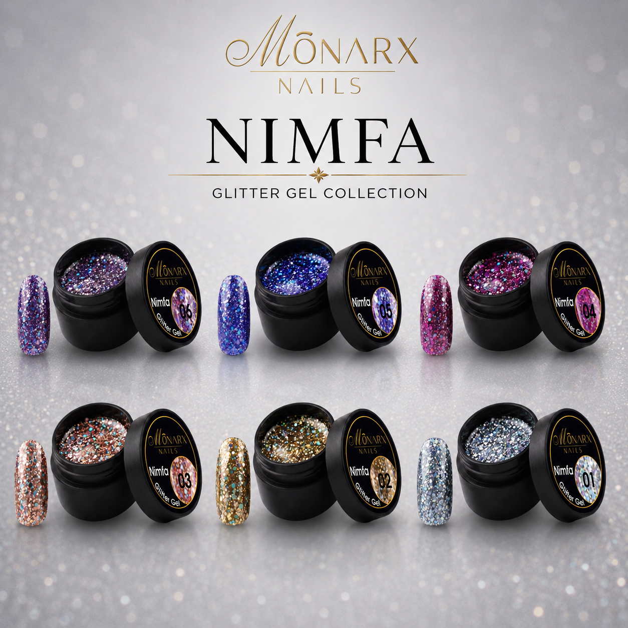 Zestaw Glitter Gel NIMFA ( 6 szt. )