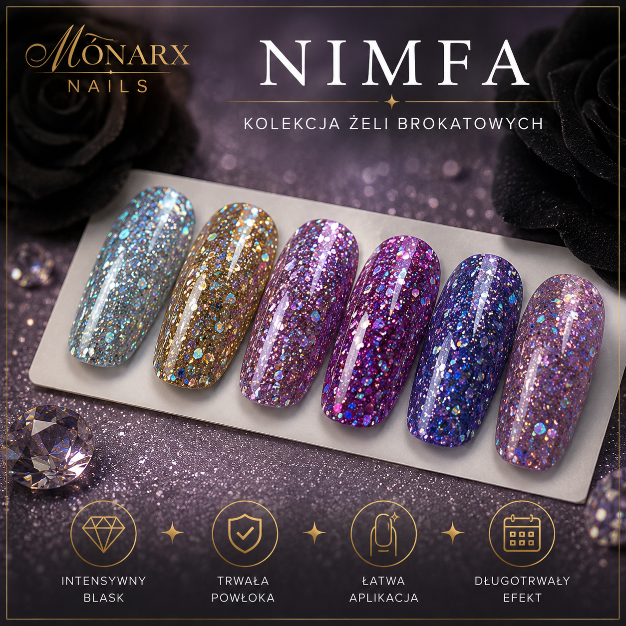 Zestaw Glitter Gel NIMFA ( 6 szt. ) - obrazek 2