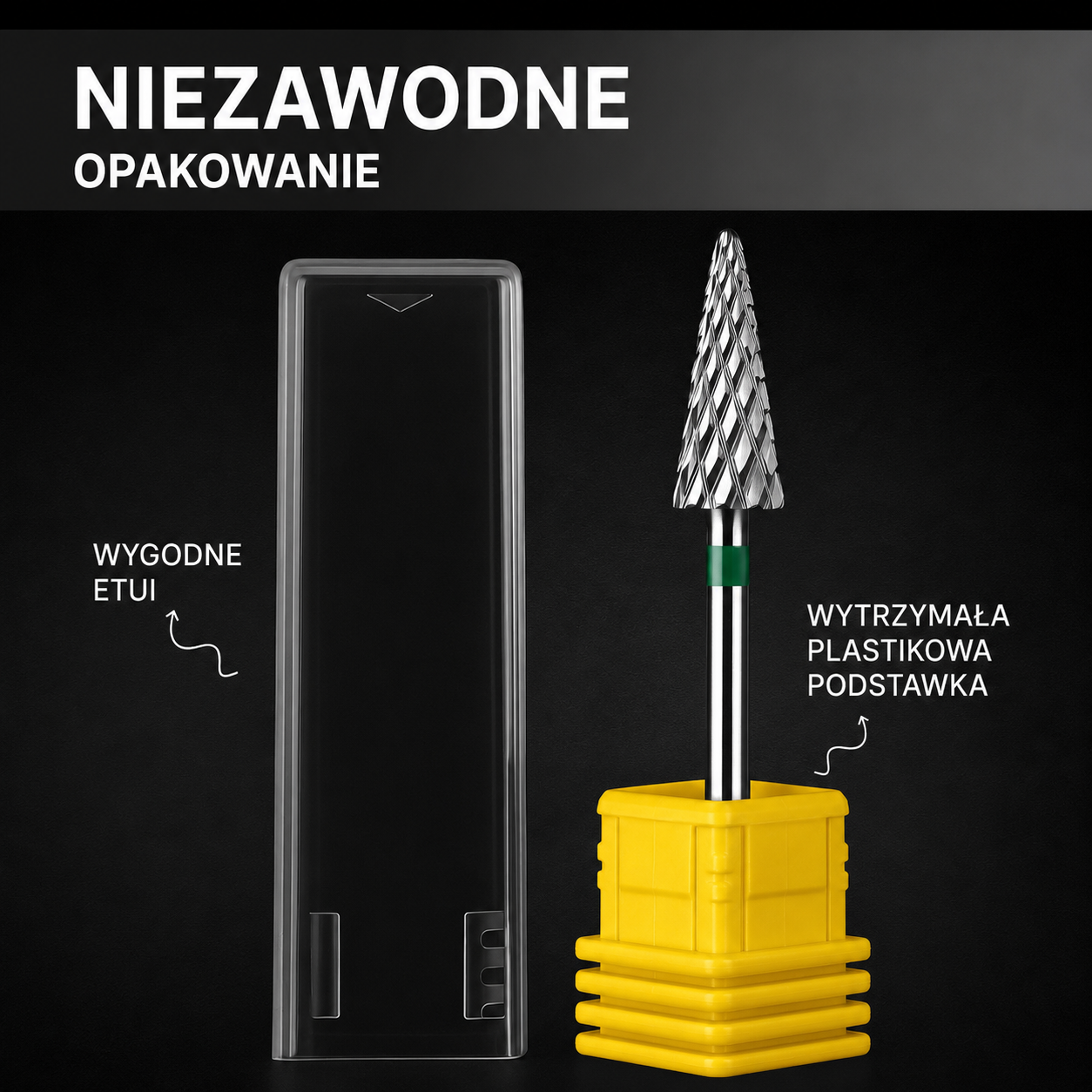 Frez z węglika spiekanego STOŻEK - zielony pasek M10 Monarx nails - obrazek 5