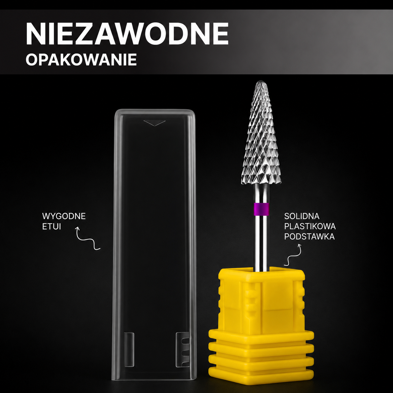 Frez z węglika spiekanego STOŻEK - fioletowy pasek M09 Monarx nails - obrazek 5