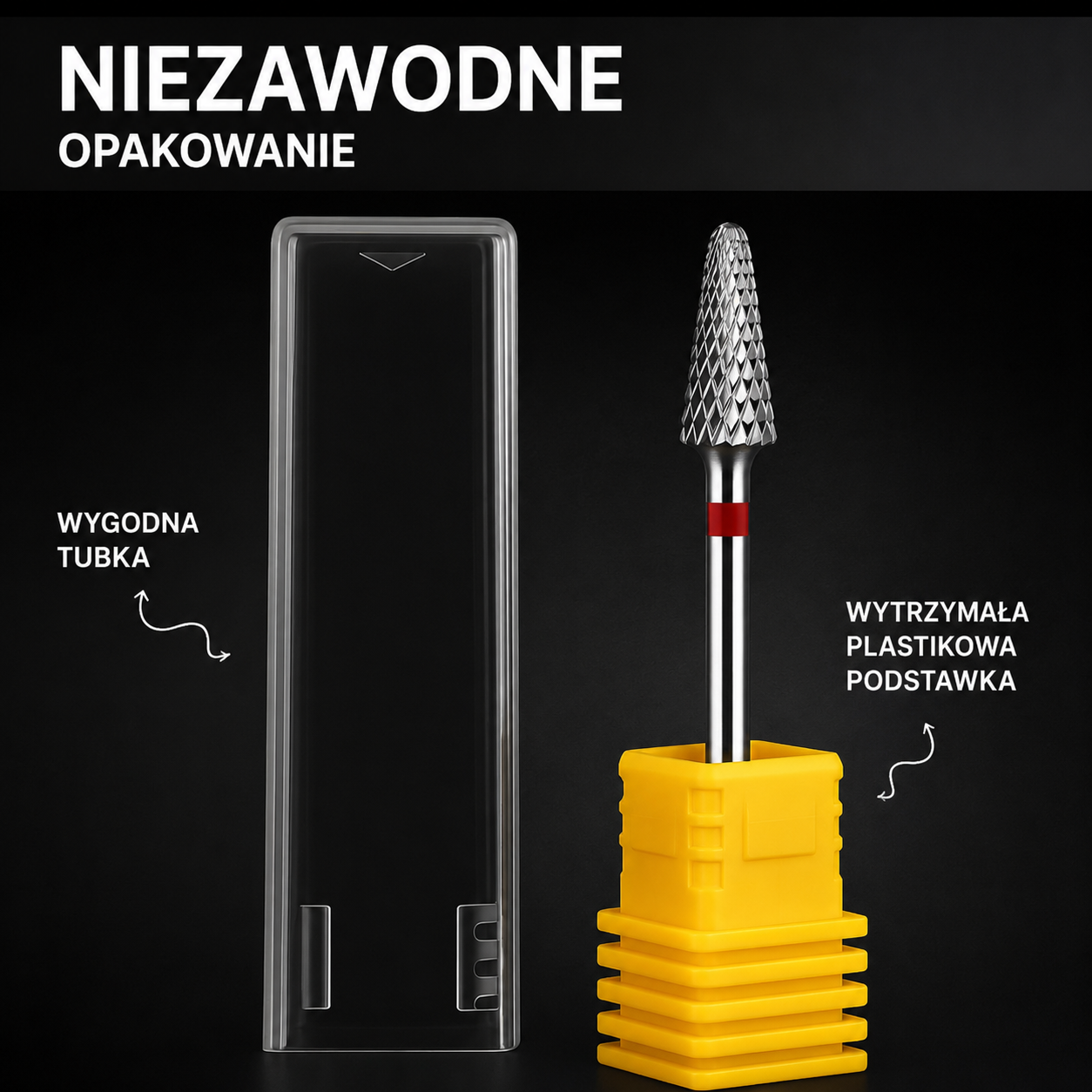 Frez z węglika spiekanego STOŻEK zaokrąglony - czerwony pasek M13 Monarx nails - obrazek 5