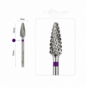 Frez z węglika spiekanego KUKURYDZA - fioletowy pasek M19 Monarx nails