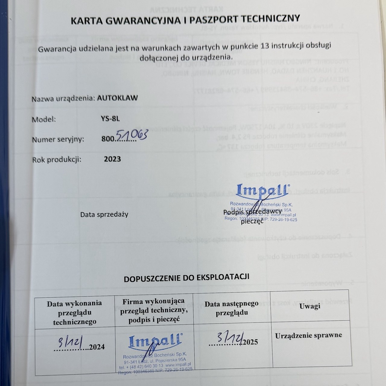 Yeson autoklaw parowy YS 8 l - obrazek 7