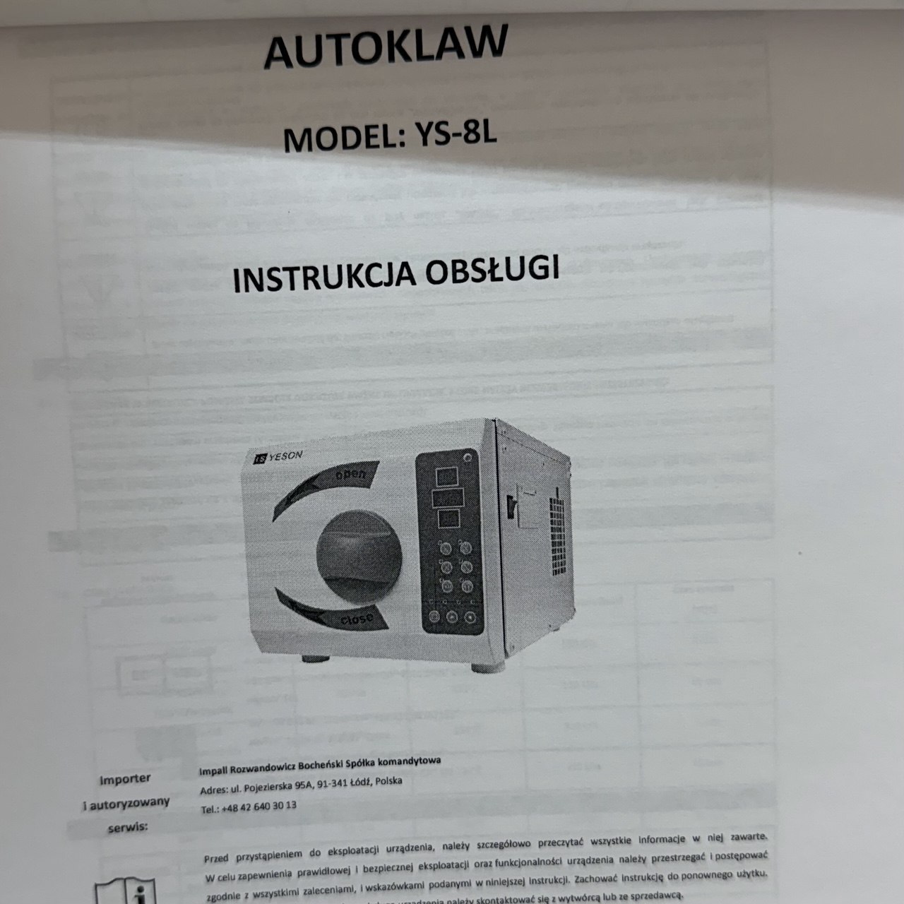 Yeson autoklaw parowy YS 8 l - obrazek 5